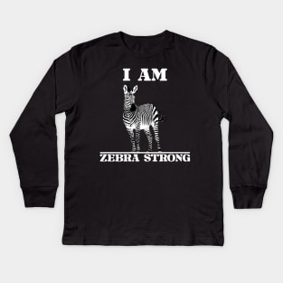 Ehlers Danlos Rare Disease Awareness I Am Zebra Strong Kids Long Sleeve T-Shirt